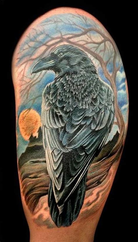 raven tattoo on back|60+ Mysterious Raven Tattoo Designs With Secret。